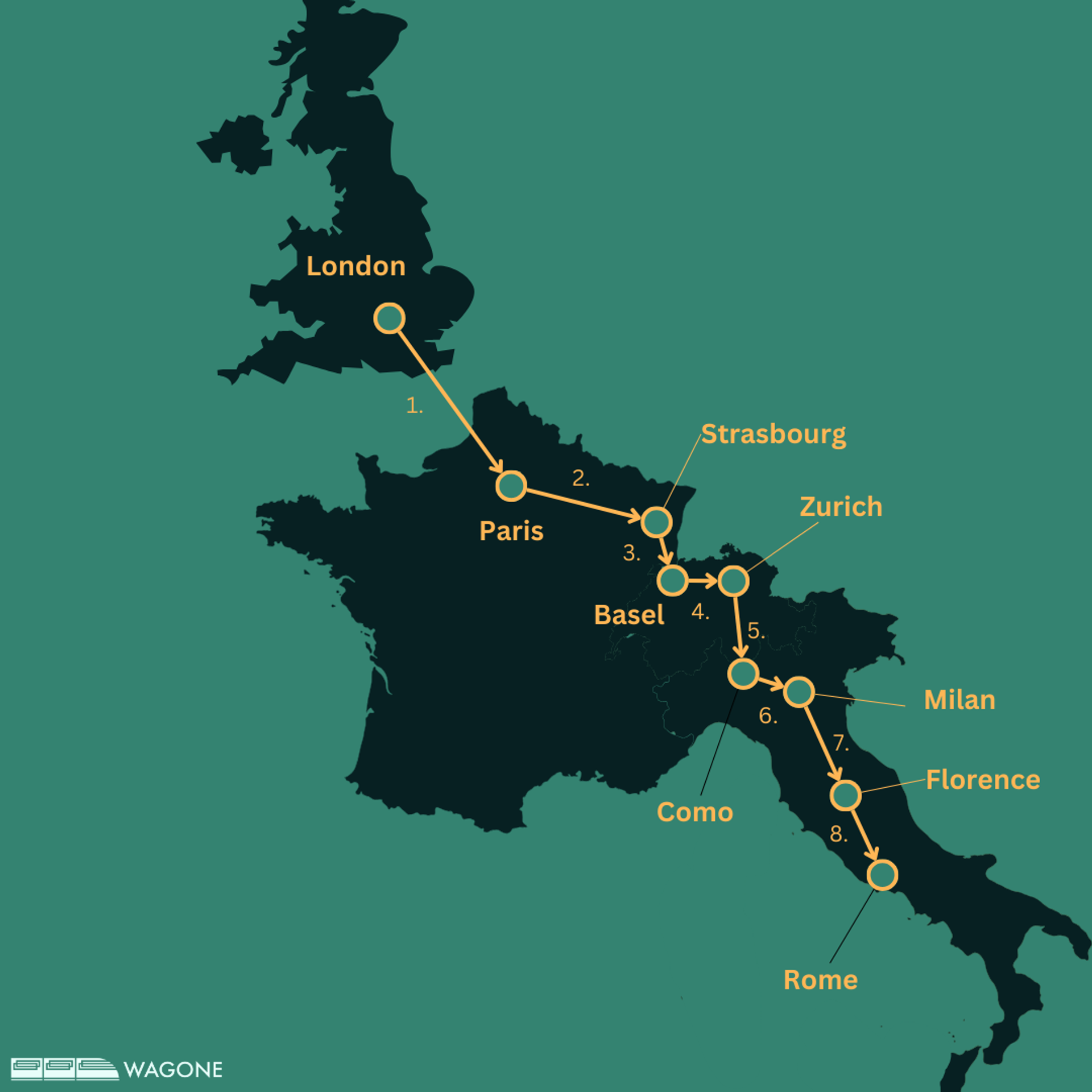2 to 3-week London to Rome Train Itinerary