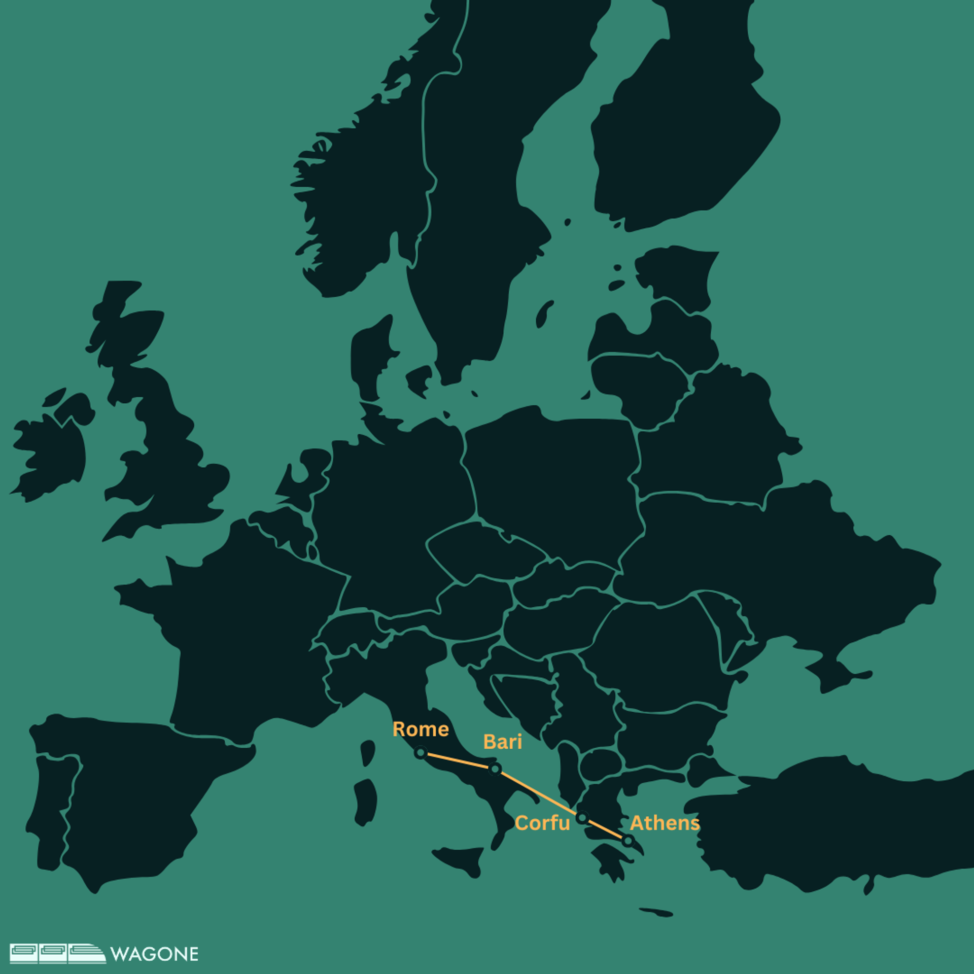1-week Train Itinerary from Rome to Athens